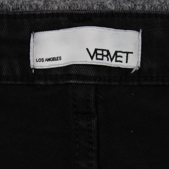 Vervet Jeans Womens 31 Black Distressed Button Fly Raw Hem Cropped - Picture 9 of 9